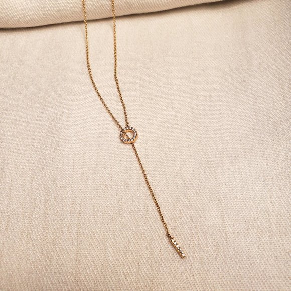 ✿3for$21✿ Gold Plated Crystal Y Necklace by Aldo - Picture 4 of 4